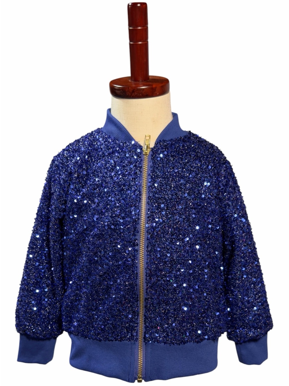 Girls' Royal Blue Sequin Bomber Jacket